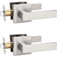 thumbnail image 1 of Poignée de Porte en Nickel Brossé pour Intimité Intérieure Serrure de Porte pour Lit et Salle de Bain avec Rose Carrée Serrure de Porte Moderne Sans Clé Poignée Réversible pour Gauche et Droite, 1 of 9