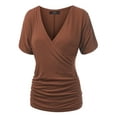 thumbnail image 2 of Made by Johnny Women's V Neck Short Sleeve Wrap Front Drape Dolman Top XXXL RUST, 2 of 6