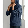 thumbnail image 4 of Htigea Womens Waffle Hoodies Drawstring Hooded Long Sleeve Pullover Fall Sweatshirt Tops Navy S, 4 of 5