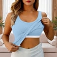 thumbnail image 3 of Lixiuxyad Cami Tank Top High Neck Long Sleeve Built In Bra Tank Top Seamless Slim Fit Camisole For Layering Comfortable Basic Shirt,Blue, 3 of 6