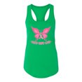 thumbnail image 2 of Wild Bobby, Butterfly Pink Ribbon Faith Hope Love, Breast Cancer Awareness, Women Racerback Tank Top, Kelly, X-Large, 2 of 5