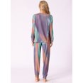 thumbnail image 3 of DARING DIVA Women's Tie Dye Long Sleeve Front Pocket Pajamas Set L Purple, 3 of 7