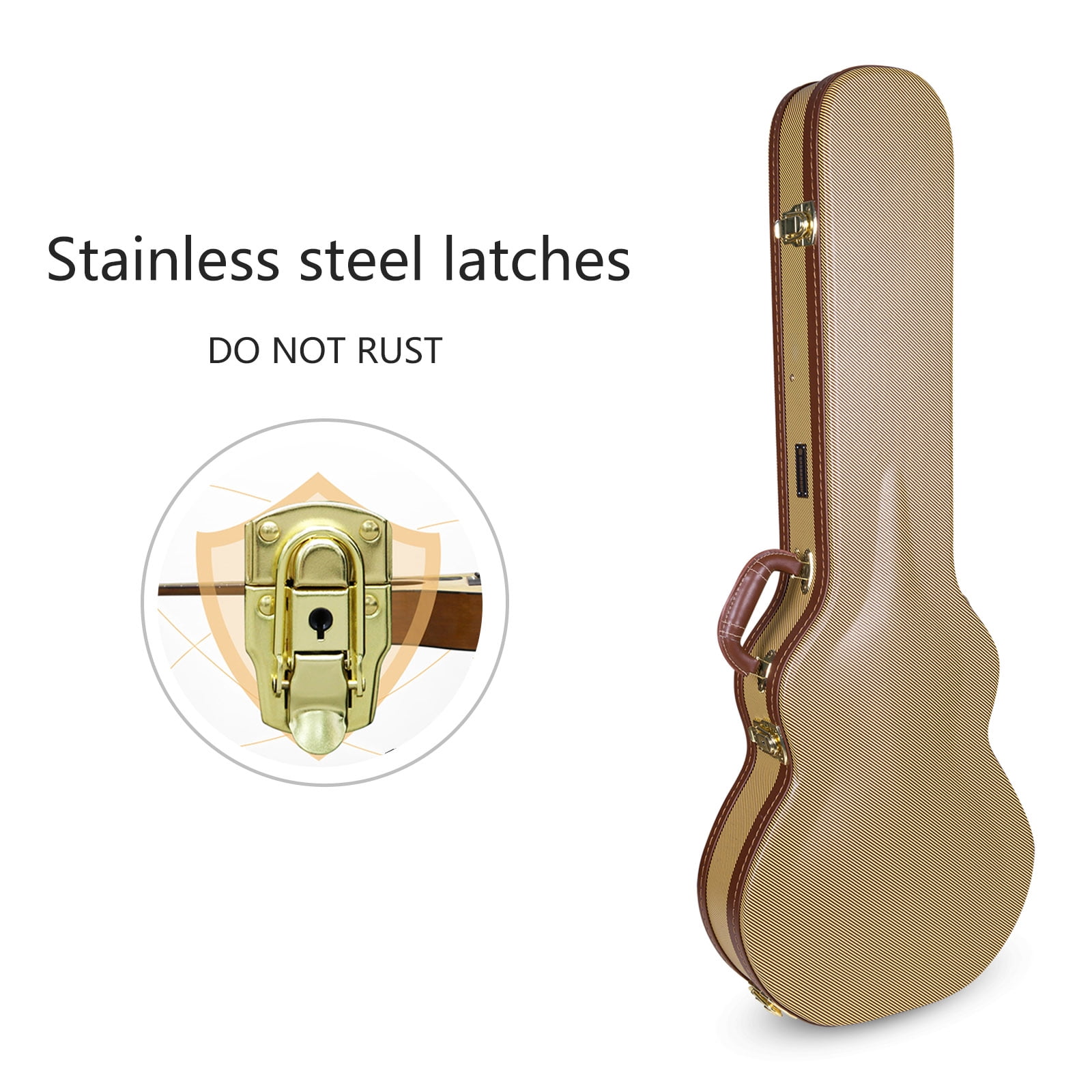 Crossrock Les Paul Electric Guitars Case with Semi-vintage Look Arched Hardshell, Vinyl Tweed