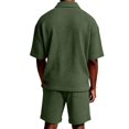 thumbnail image 5 of JAJAHO Mens Short Set Summer 2 Piece Outfits Waffle Short Sleeve Quarter Zip Collared Loose Fit T Shirt Comfortable Drawstring Shorts Jogging Suit Cozy Outfit, 5 of 9
