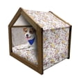 thumbnail image 1 of Cherry Blossom Pet House, Spring Concept Sparrow on Freshly Blooming Sakura Branches, Outdoor & Indoor Portable Dog Kennel with Pillow and Cover, 5 Sizes, Dried Rose Yellow, by Ambesonne, 1 of 5