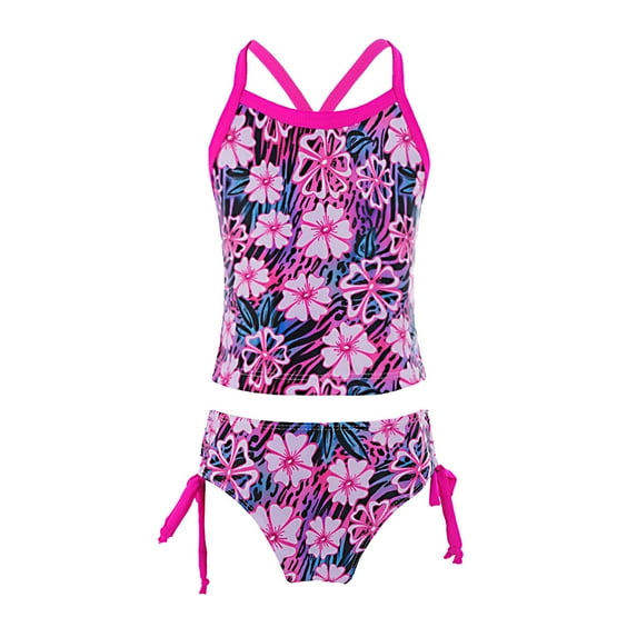 MSemis Kids Girls Swimsuits Sleeveless Criss Cross Back Swimwear