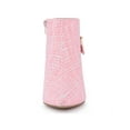 thumbnail image 2 of Allegra K Women's Plaid Pointed Toe Chunky Heel Ankle Boots Pink (Size 9), 2 of 7
