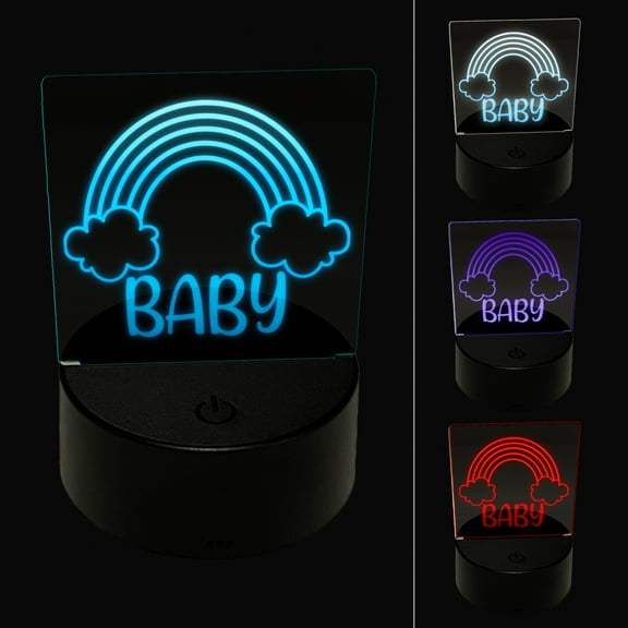 Rainbow Clouds and Baby LED Night Light Sign 3D Illusion Desk Nightstand Lamp
