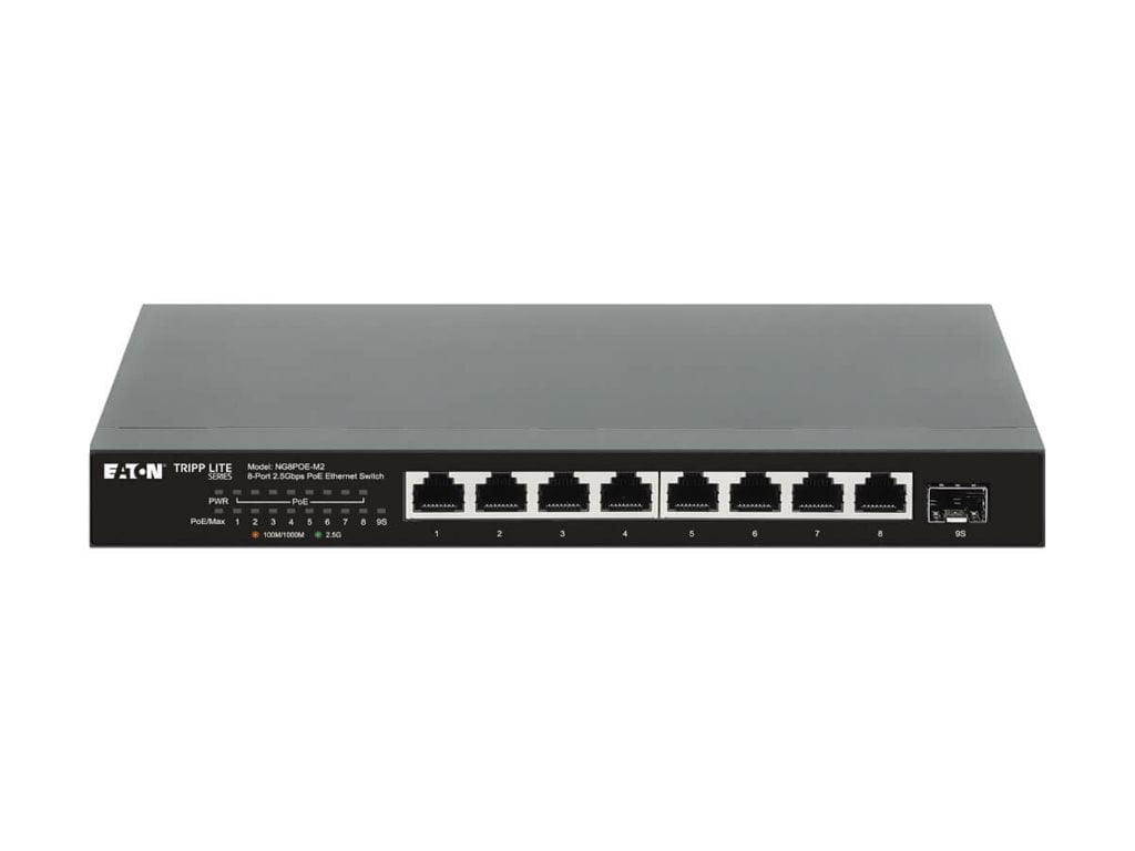 Eaton Tripp Lite Series 8-Port 2.5 Gbps Desktop Gigabit Ethernet Unmanaged Switch with PoE+ Pass-Through, 100W, Metal Enclosure, TAA - 6 Ports - 2.5 Gigabit Ethernet, 10 Gigabit Ethernet - 2.5GBase...
