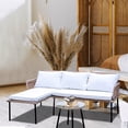 thumbnail image 3 of Patio Rope Woven Furniture Set of 3,Boho Sectional Outdoor Right Left L-Shaped Conversation Sofa for Backyard,Porch,Detachable Lounger with White Thickness Cushions, Side Table, 3 Pieces, 3 of 6