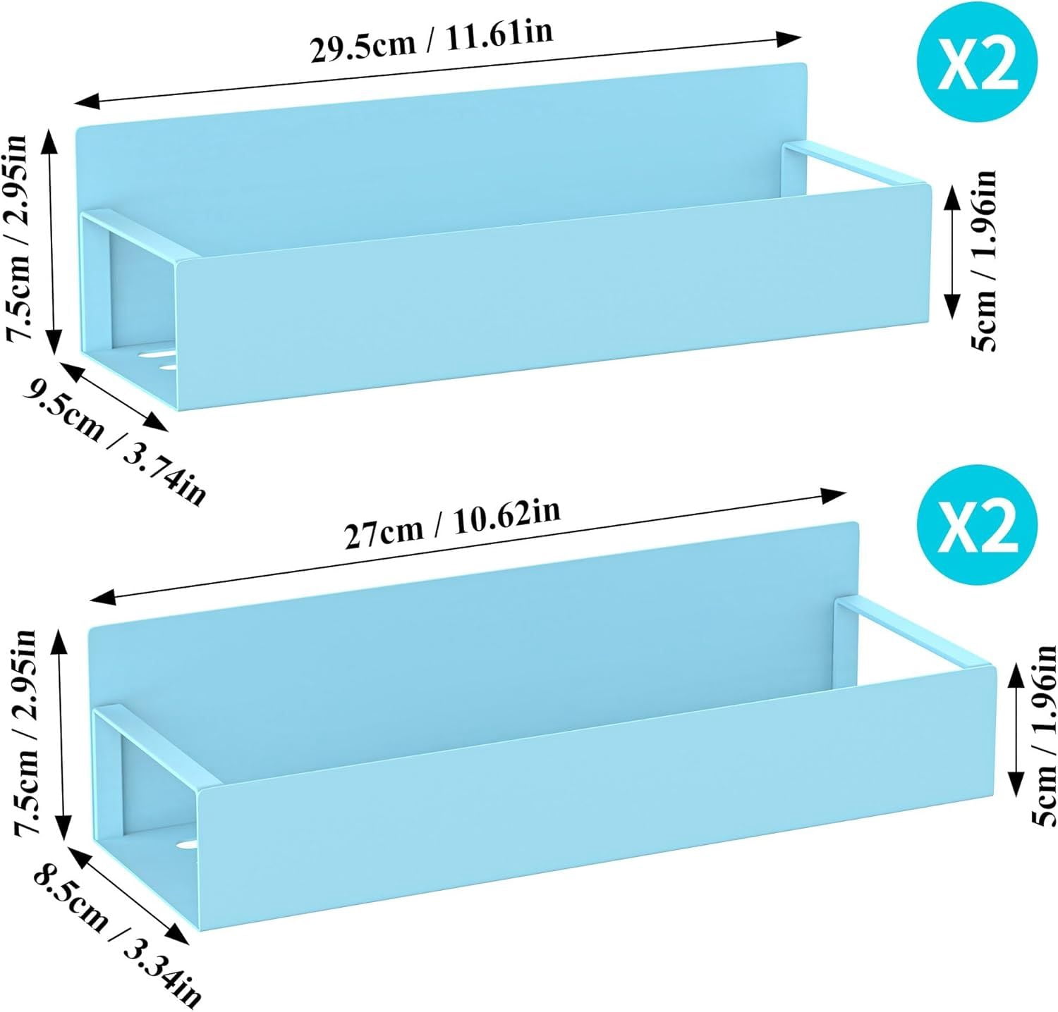 4 Pack Magnetic Spice Storage Rack Organizer for Refrigerator and Oven Blue Fridge Organizers and Space‑Saving Kitchen Storage Shelves