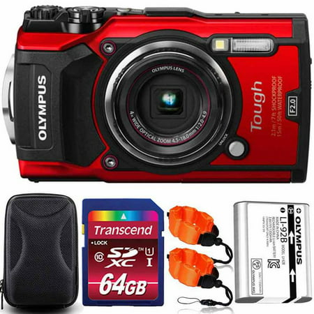 Olympus Stylus Tough TG-5 Waterproof Digital Camera Red With 64GB PRO (Best Pro Point And Shoot)