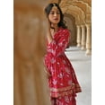 thumbnail image 6 of Janasya Indian Women's Pink Cotton Floral Block Print Short Kurta with Sharara and Dupatta, 6 of 6