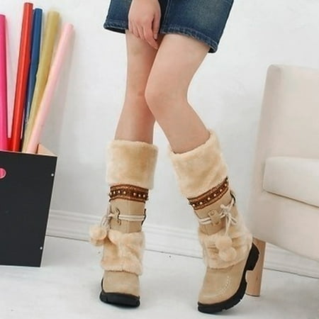 

Foraging dimple Women s Cotton Shoes Warm Cotton Shoes Waterproof Cotton Boots High Boots Beige