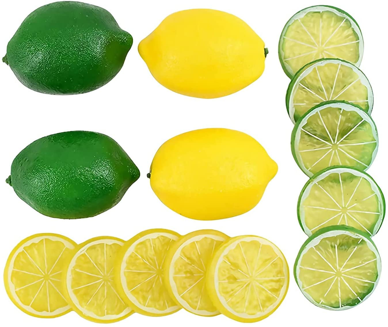 TURMIN 12 Pack Jaune & Vert Faux Citrons Artificiels Faux Fruits en Plastique Alimentaire Modèle De Citron pour Vase Filler Accueil Cuisine Photographie Décoration De Fête 