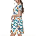 thumbnail image 2 of Hirioo Block Dinosaur for Short Sleeve Dress Women's Short Sleeve Dress with Pockets, 2 of 6