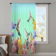 thumbnail image 4 of Teal Green Hummingbirds Sheer Curtains 45 Inches Long, Spring Flowers Plant Light Filering Curtains, Breathable Simi Curtain Privacy Drapes for Kitchen Bathroom Lightweight Small Window Treatment, 4 of 9