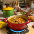 thumbnail image 3 of 6QT Enameled Cast Iron Dutch Oven Pot with lid, Free Silicone Gloves and 50 Pcs Baking Paper Liner, Heavy-Duty & Non-stick Enamel Coated Cookware for Cooking, Bread Baking, Roasting, Red, 3 of 11