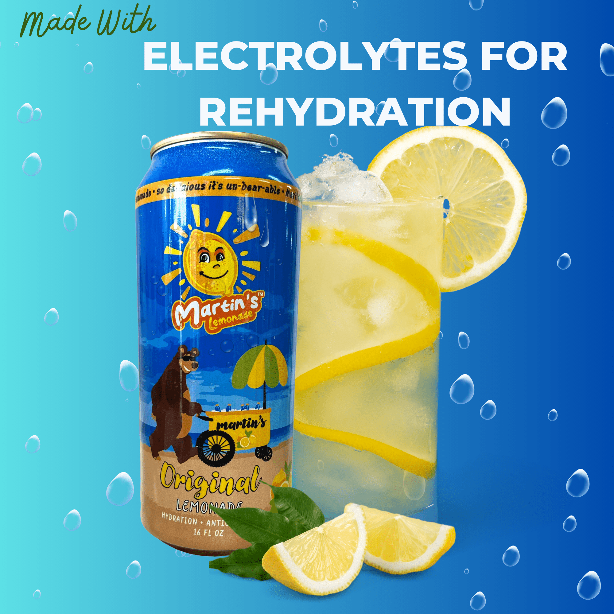 Martin's Original Lemonade, Fresh, Low Sugar, Low-Calorie, Natural Lemonade, Antioxidants, Hydrating, 16 fl oz, 6pk