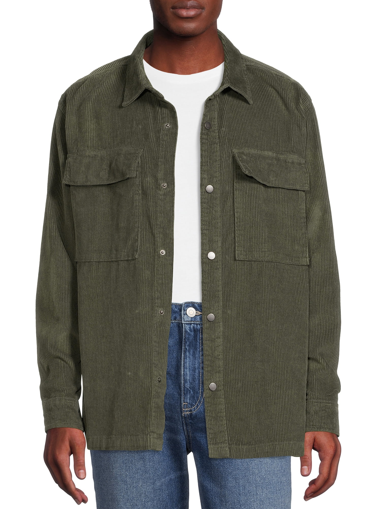 No Boundaries Men's and Big Men's Layering Jacket Corduroy, Sizes