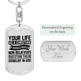 thumbnail image 2 of Your Life As A Stainless Steel or 18k Gold Premium Swivel Dog Tag Keychain, 2 of 10