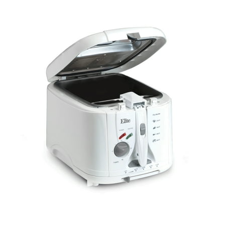 Elite Cuisine EDF-888XT 2-Quart Cool Touch Deep Fryer with Timer, White