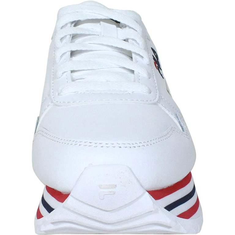 Women's Orbit Stripe Sneaker, WHT/FNVY/FRED,8 M US -