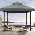 thumbnail image 3 of SHANNA Gazebo Replacement Canopy Roof, 10' x 10' Outdoor Waterproof BBQ Gazebo Canopy Top Cover, Gray, Double Roof, 3 of 8