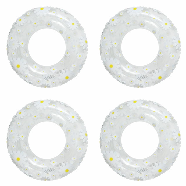 WUSUOWEI 4PCS Inflatable Swimming Rings with Glitter,Cute Pool Float Tube Decorations,Transparent Swimming Rings,31.5 Inch,Water Floats for Summer Pool Party Beach Photos,Decoration