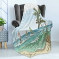 thumbnail image 4 of Graphic Beach Soft Flannel Fleece Blanket, Colorful Summer Sports Sketch of Windsurfing on Waves Exotic Palm Tree Coast, Cozy Plush for Indoor and Outdoor Use, 50" x 70", Multicolor, by Ambesonne, 4 of 5