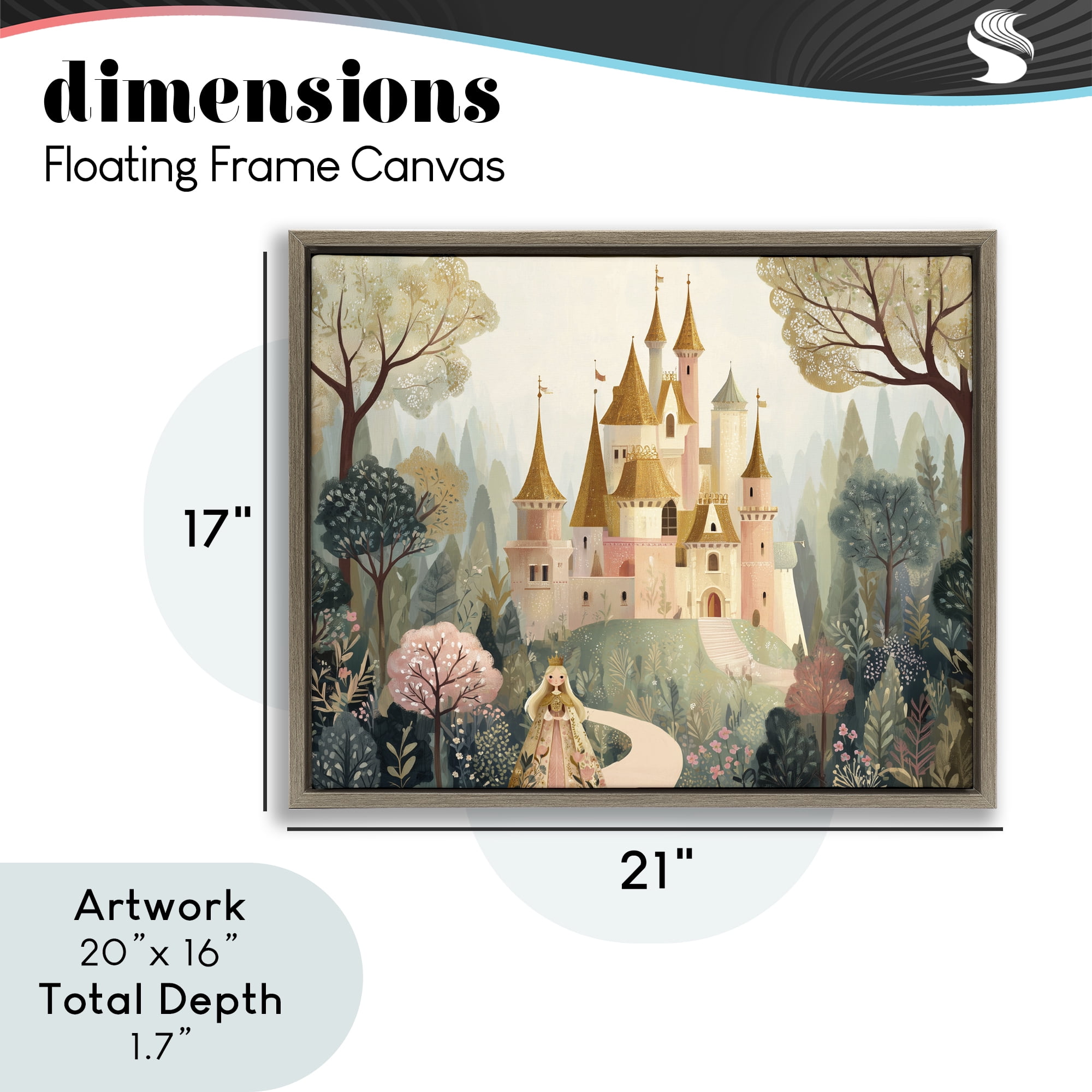 Stupell Industries Whimsical Castle Path Brown Framed Floater Canvas Wall Art, design by Christine Simpson Art