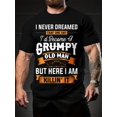 thumbnail image 1 of Men'S Casual Crew Neck T-Shirt, 100% Polyester Knit Fabric, Short Sleeve, Regular Fit, Slight Stretch, with Humorous "Grumpy Old Man" Print, for Summer, Adult & Teen Pullover Top Tee For Adult, Men,, 1 of 5