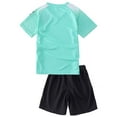 thumbnail image 2 of Hiheart Boys Quick Dry Short Sleeve T-shirt and Mesh Shorts Soccer Set Sports Team Uniforms Light Green 7-8 Years, 2 of 6