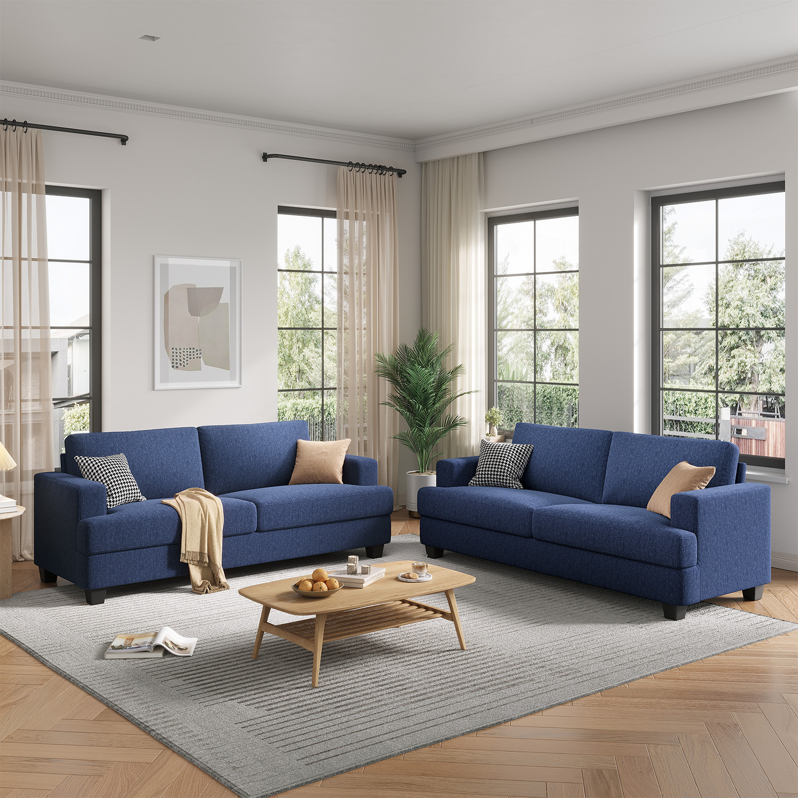 BLAZANT 84” Loveseat Sofa, High Resilience Loveseat Sofa, Linen Fabric 2 Seat Sofa Couch with Wooden Frame& Upholstered Cushion, Modern Deep Seat Sofa for Bedroom Office