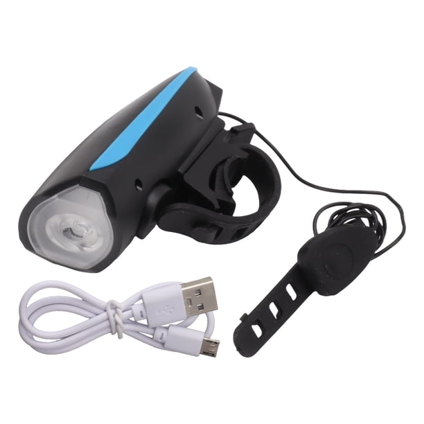 Luz de bicicleta con bocina, 3 modos de iluminación, carga USB, resistente al agua, luz delantera blanca para bicicleta