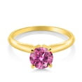 thumbnail image 2 of Gem Stone King 14K Yellow Gold Pink Moissanite Solitaire Engagement Ring for Women (1.00 Cttw, Gemstone, Round 6.5MM, Size 9), 2 of 4