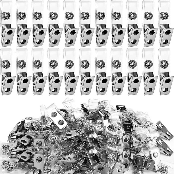 100 Pcs Metal Badge Clips Id Badge Clips Double Hole Badge Clips With Clear  Pvc Straps Name Tag Clips Id Strap Clip For Id Cards And Badge Holders, Of