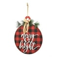 thumbnail image 3 of Parisloft Merry and Bright Buffalo Check Christmas Wood Wall Ornament, 3 of 9