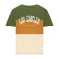 thumbnail image 5 of NoxwB Men's Colorblock LOS ANGELES Letter Printed T-Shirts Lighweight Comfy Regular Fit Crewneck Short Sleeve Pullover Tees Casual Fitness Sport Blouse Army Green S, 5 of 5