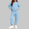thumbnail image 6 of Tbopshirt Girls Hoodie and Pants Set Hooded Zip Up Long Sleeve Fleece Lined Warm Solid Color Cuffed Jogger Pants Fall Winter Casual Sport Wear 2-Piece Outfit 2-14 Years, 6 of 6