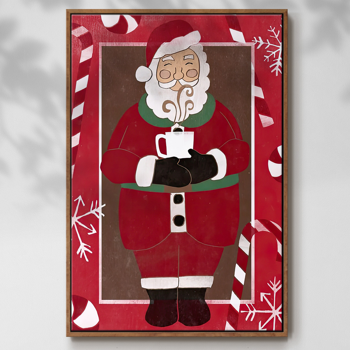 Cozy Cocoa Christmas Collection B - Framed Gallery Wrapped Holiday Canvas - 17 x 25 - Rosewood Frame