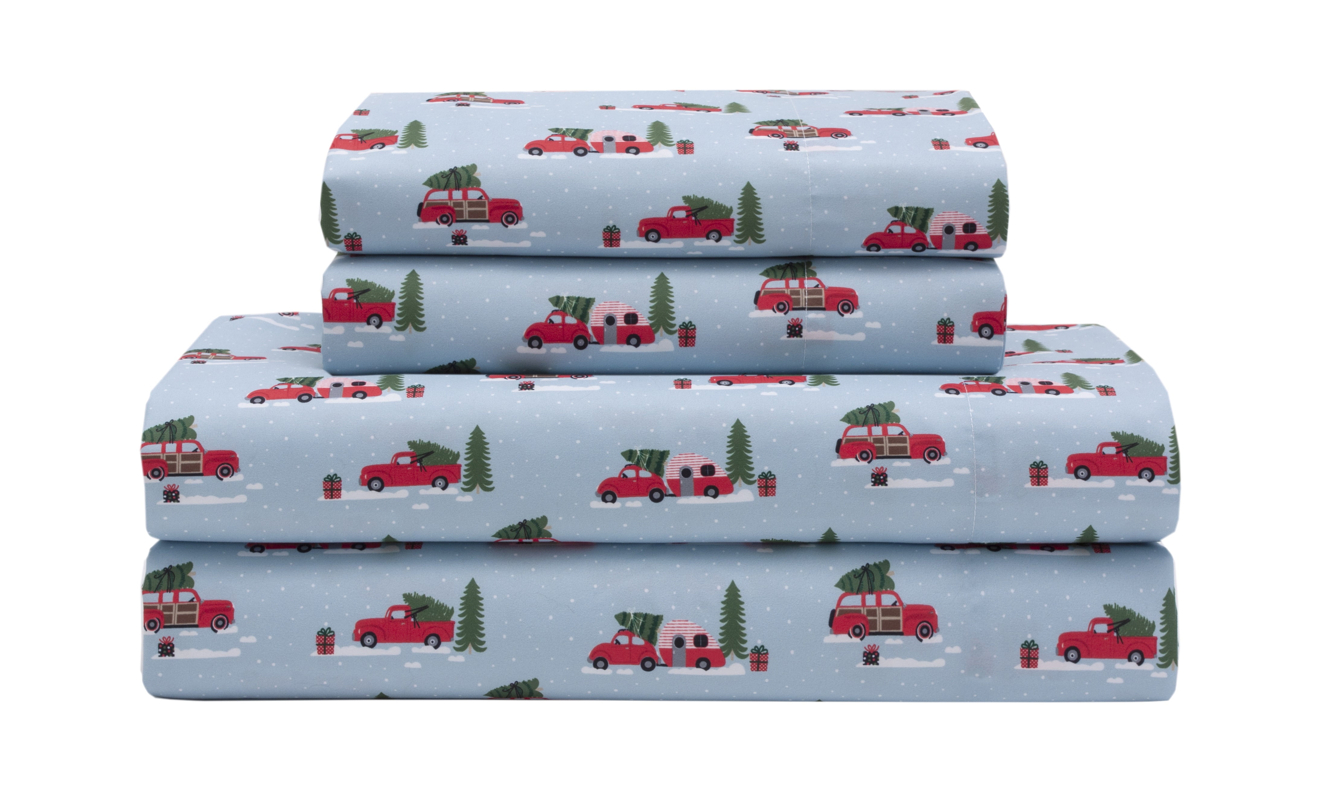 Microfiber Holiday Christmas Bedding Sheet Set Winter Snowman Snowflake Holly