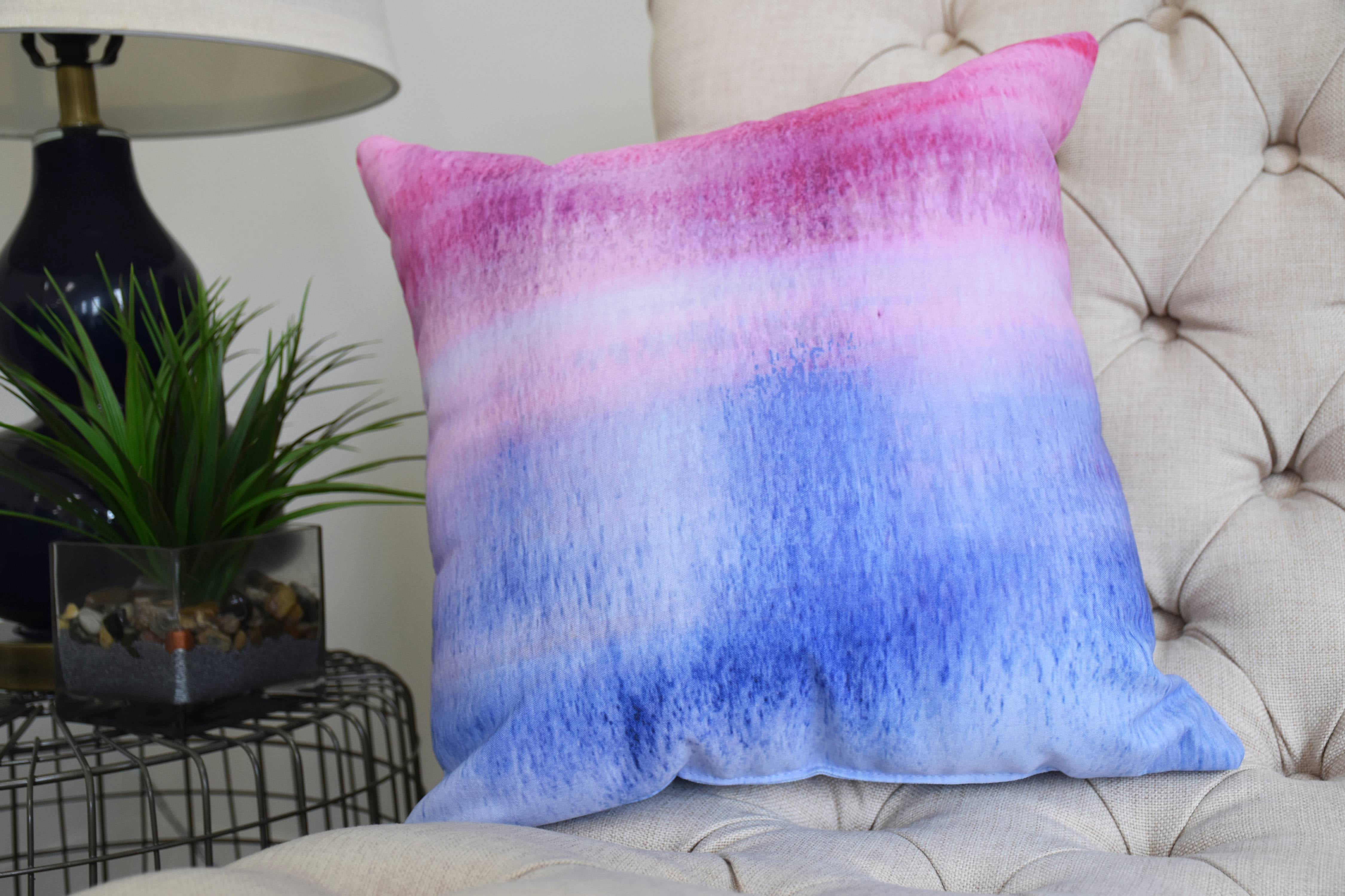 16 Inch Painted Sunset Multi Color Stripe Print Decorative Throw Pillow