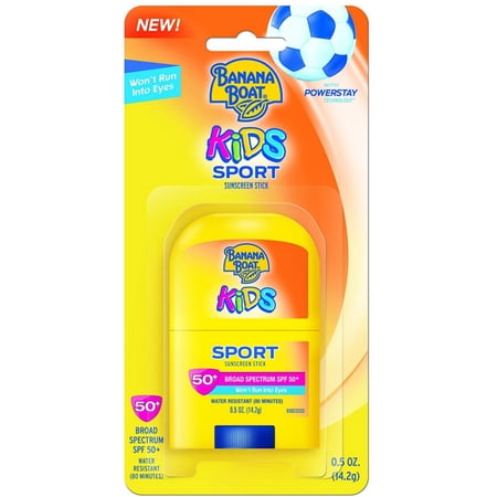 Banana Boat Kids Sport Broad Spectrum Sunscreen Stick with SPF 50 0.50 oz (Pack of 4)