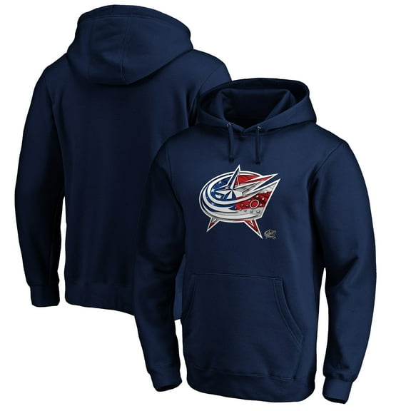 Men's Navy Columbus Blue Jackets Banner Wave Logo Pullover Hoodie