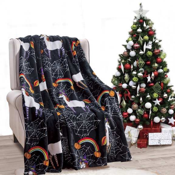 Plazatex Black Holyday Micro plush Decorative All Season Black Color 50" X 60" Throw Blanket