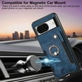 thumbnail image 2 of ShellTech Case for Google Pixel 8,Magnetic Leather Card Holder Wallet RFID-Blocking Case Shockproof TPU Ring Holder Kicsktand Cover with Wrist Strap,Blue, 2 of 7