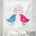 thumbnail image 1 of Love Tapestry, Beak Birds Heart Symbols Romance Loving Affection Pattern on Plain Backdrop, Fabric Wall Hanging Decor for Bedroom Living Room Dorm, 5 Sizes, White Hot Pink Blue, by Ambesonne, 1 of 1