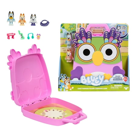 Chattermax Figure Carrying Case, Includes Bluey, Bingo, Muffin and Chattermax Figures, Ages 3+