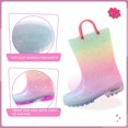 thumbnail image 3 of EUXTERPA Botas de lluvia impermeables con luz para niños pequeños y botas con purpurina con asas para niñas pequeñas, talla 12, color rosa degradado, 3 of 5